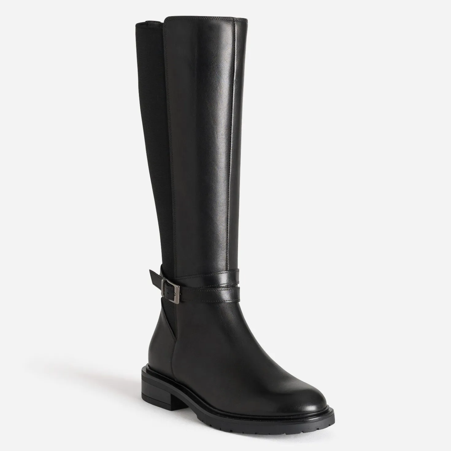 Botte cavalière noire cuir bi-matière