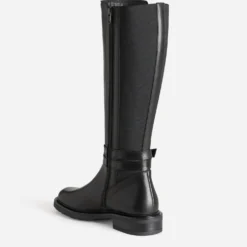 Botte cavalière noire cuir bi-matière