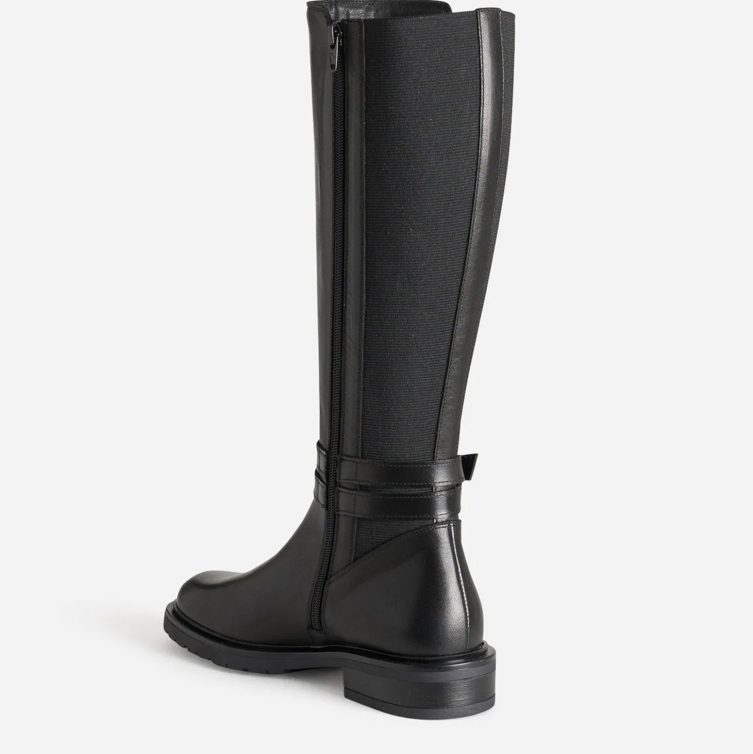 Botte cavalière noire cuir bi-matière