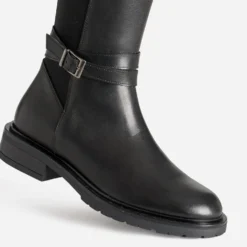 Botte cavalière noire cuir bi-matière