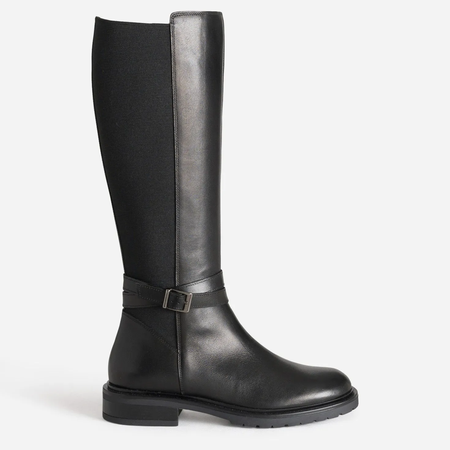 Botte cavalière noire cuir bi-matière