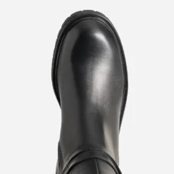 Botte cavalière noire cuir bi-matière