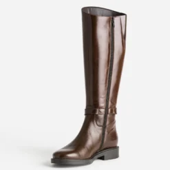 Botte cognac cuir pour mollet fin