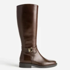 Botte cognac cuir pour mollet fin
