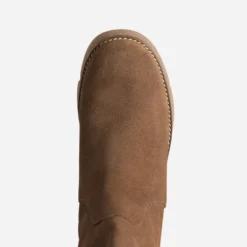 Botte compensée taupe cuir velours
