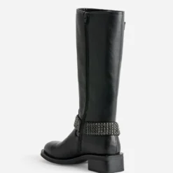 Botte de motard TEXTO noire bride à strass