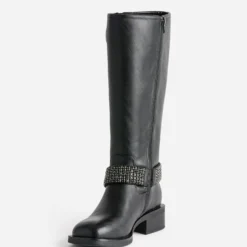 Botte de motard TEXTO noire bride à strass