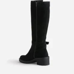 Botte esprit motard noire cuir velours
