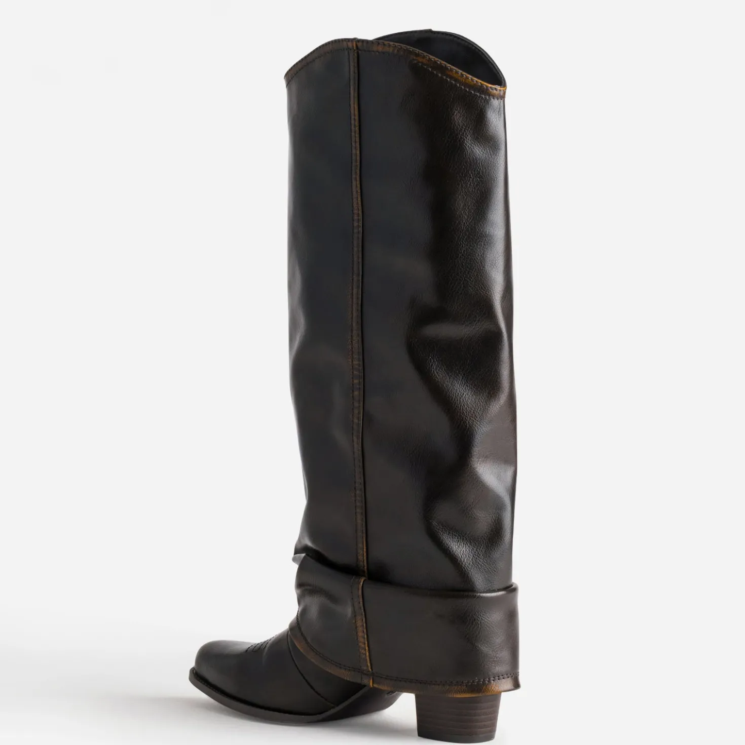 Botte fourreau marron effet patiné
