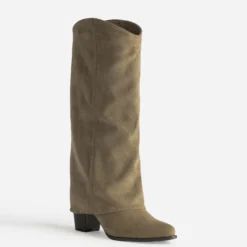 Botte fourreau taupe velouté