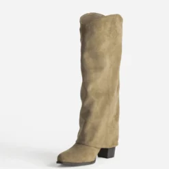 Botte fourreau taupe velouté
