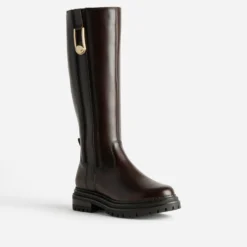 Botte marron cuir détail bijou