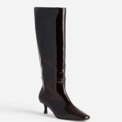 Botte marron cuir kitten-heel