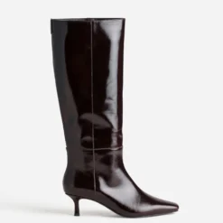 Botte marron cuir kitten-heel