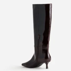 Botte marron cuir kitten-heel