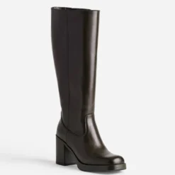 Botte marron cuir mollet large