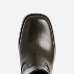 Botte marron cuir mollet large