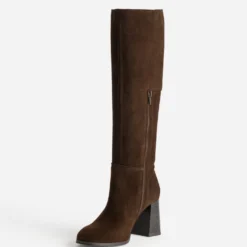 Botte marron cuir velours