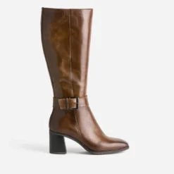 Botte marron en cuir à talon