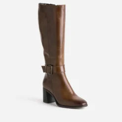Botte marron en cuir à talon