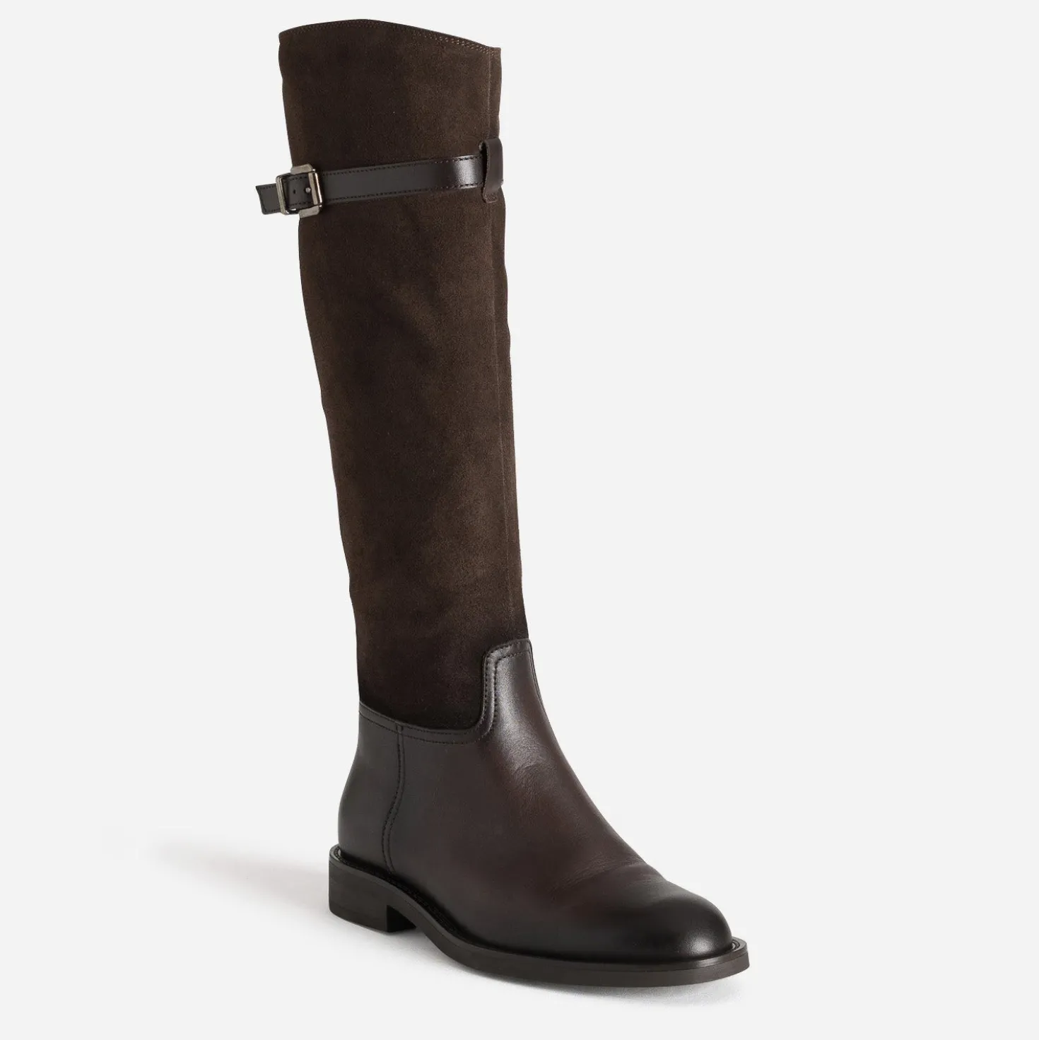 Botte marron foncé cuir bi-matière