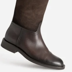 Botte marron foncé cuir bi-matière