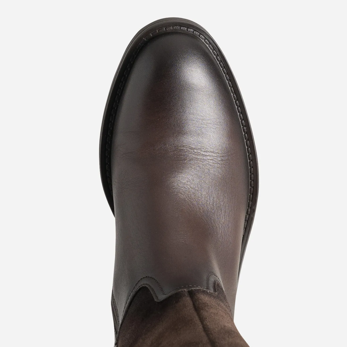 Botte marron foncé cuir bi-matière