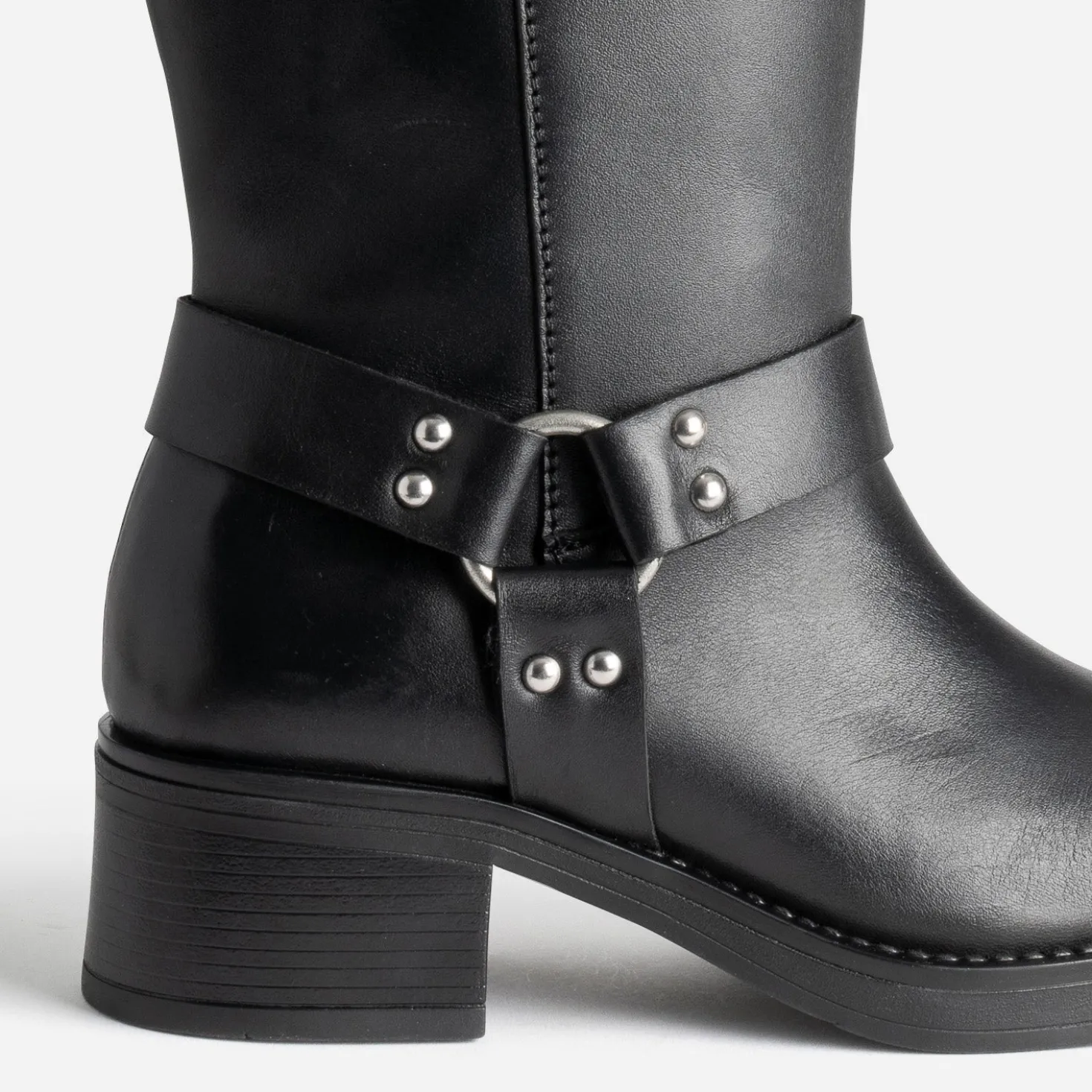 Botte motard TEXTO noire en cuir