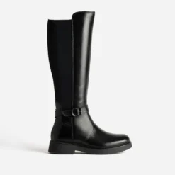 Botte noir cuir bi-matière