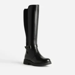 Botte noir cuir bi-matière