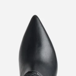 Botte noir cuir drapé