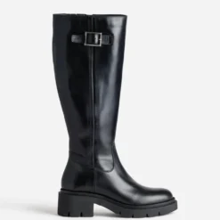 Botte noir cuir esprit motard