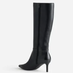 Botte noir cuir talon fin