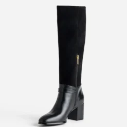 Botte noire cuir bi-matière