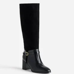 Botte noire cuir bi-matière