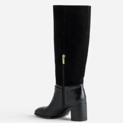 Botte noire cuir bi-matière