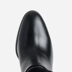 Botte noire cuir bi-matière