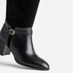 Botte noire cuir bi-matière