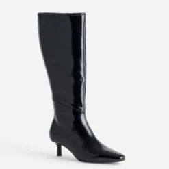 Botte noire cuir kitten-heel