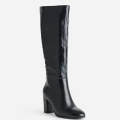 Botte noire cuir à talon
