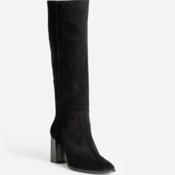 Botte noire en cuir velours