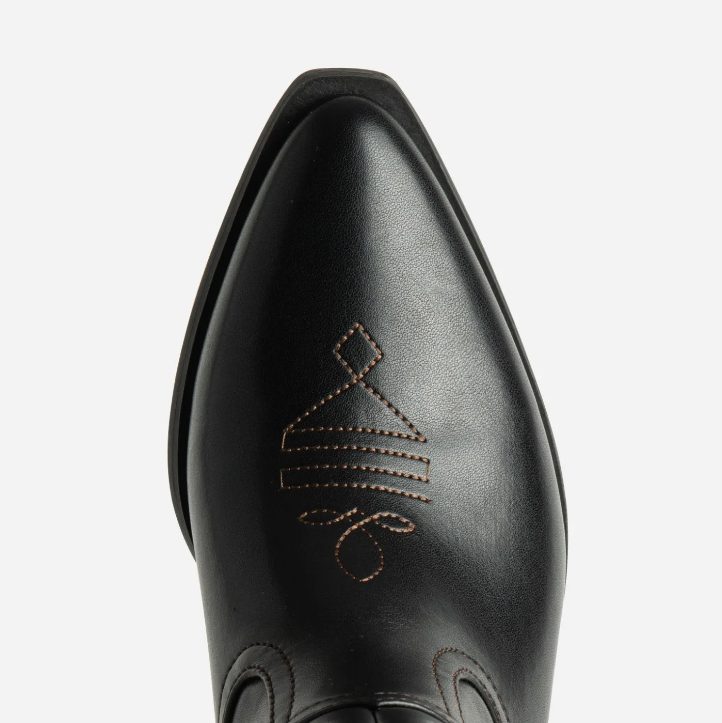 Botte noire esprit santiag coutures marron