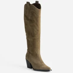 Botte santiag TEXTO beige cuir velours
