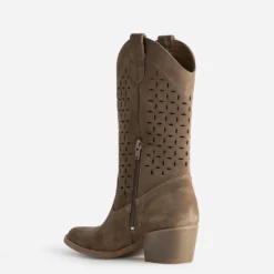 Botte santiag TEXTO taupe cuir velours ajouré