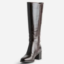 Botte à talon marron cuir bride cheville