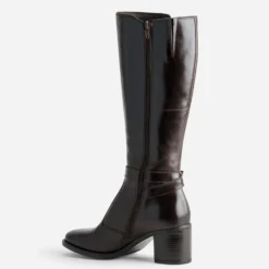 Botte à talon marron cuir bride cheville