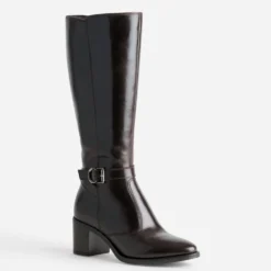 Botte à talon marron cuir bride cheville