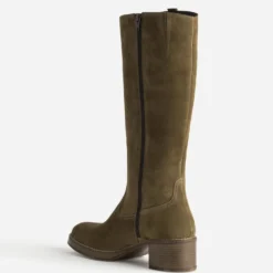 Botte taupe cuir velours