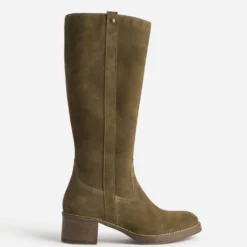 Botte taupe cuir velours