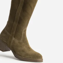 Botte taupe cuir velours
